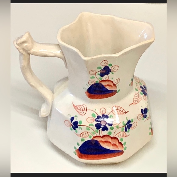 Tree Trunk Handle Gaudy Welsh Forget Me Not Pattern Mason Style Jug Pitcher - Picture 6 of 11